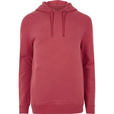 Red washed casual hoodie